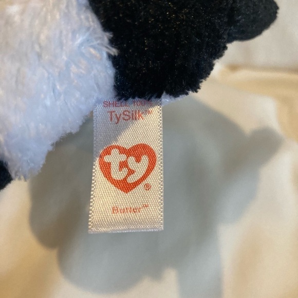 BUTTER TySilk Beanie Boos Collection TY Silk Cow Big Eye Plush Soft Black/White - Picture 2 of 6